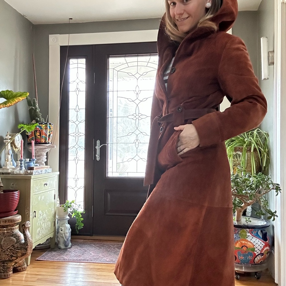 Vintage Suede Coat W/ Hood - Picture 2 of 10